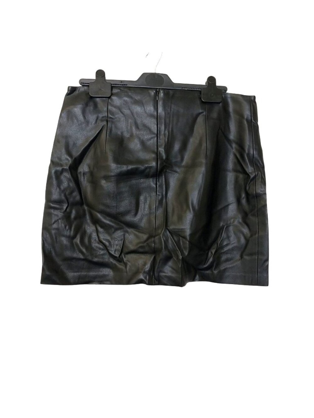 Zara Black Faux Leather Mini Skirt Size L Made In Spain